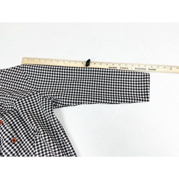 Vintage 70s Houndstooth Shirt Jacket Button Front Pockets 3/4 Sleeve - Picture 8 of 9